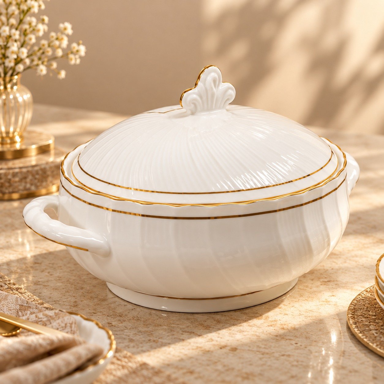 WhatsApp Image 2026-10-12 at 12.46.15 (2) Ceramic Donga with Lid with Gold Line, 2000 ml, Single Piece, Karina Shape - Image 1