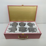 Arsh Tea / Coffee Mugs, Set of 6, 180 ml, Luxury Box Packing with briefcase handle, Pearl Grey
