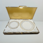 Arsh Royale, Grey & Gold Snack Set, Premium Ceramic Snack Set, 7 pieces