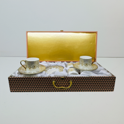 Arsh Majestic Gold Cup & Saucer Set, 160 ml, 12 pieces, Set of 6 Cup and 6 Saucers, Luxury Box Packing