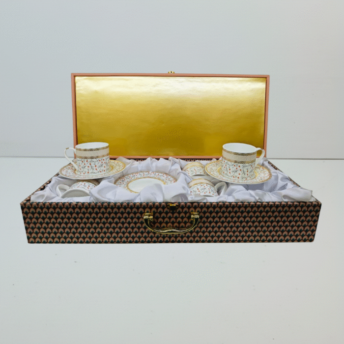 Arsh Floral Glow Cup & Saucer Set, 160 ml, 12 pieces, Set of 6 Cup and 6 Saucers, Luxury Box Packing - Image 1
