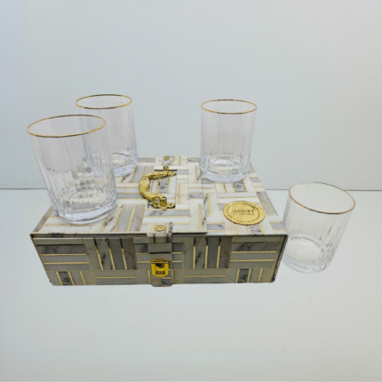 Arsh Luxe - Ribbed Rock Glass Set, Set of 4, 400 ml, Premium  box with carry handle