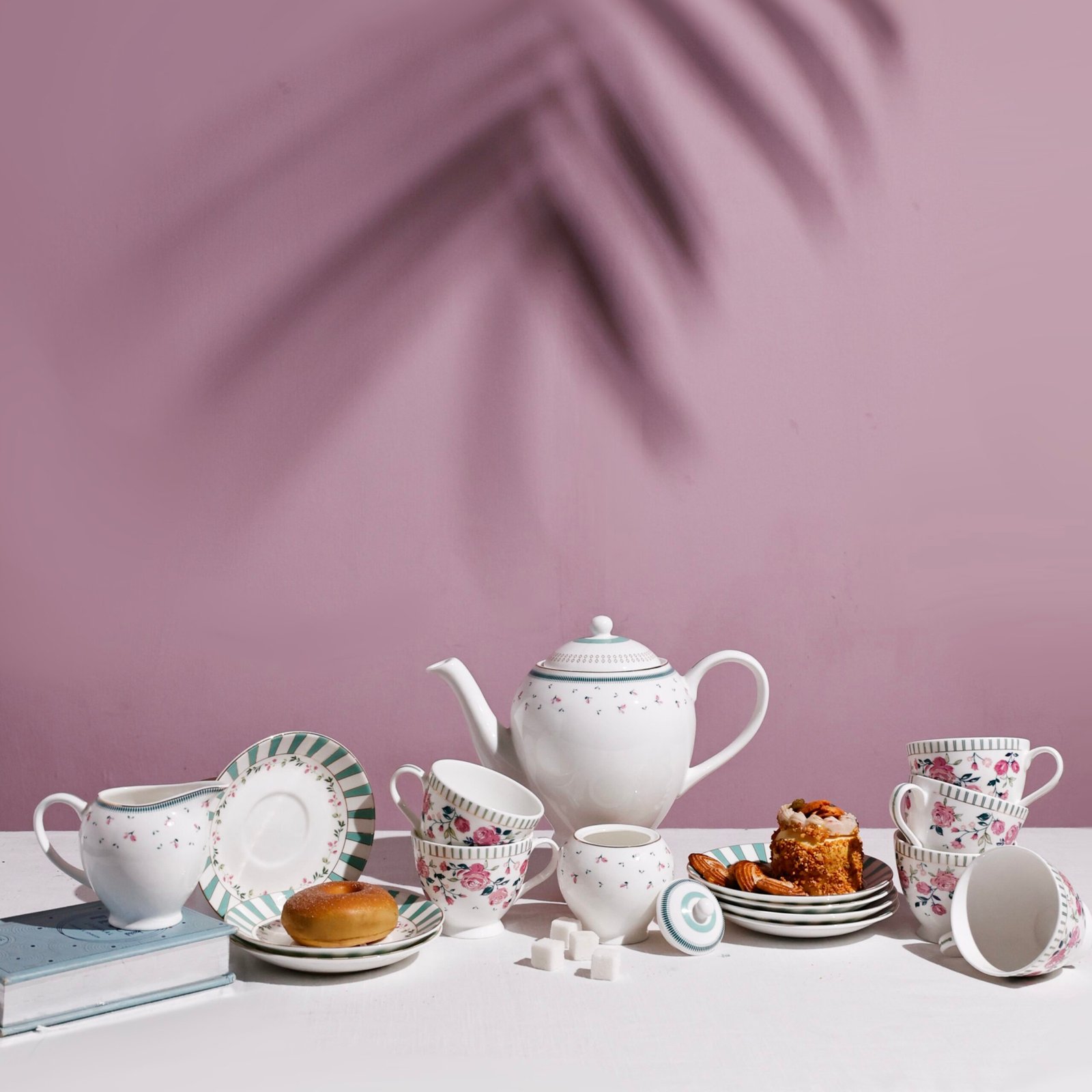 IMG_0396 The Wishing Chair Tea Set, 15 pieces, 6 Cup 6 Saucer 1 Milk Pot 1 Sugar Pot 1 Tea Pot, Portrait Rose - Image 1