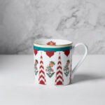 India Circus Snack Set - with Tea, Coffee Mugs and Snack Platter with Dip Bowl Set for Snacks, Hot Drinks, Gifting. Set of 7 pcs, Blushed Orchard - Image 3