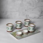 India Circus Snack Set - with Tea, Coffee Mugs and Snack Platter with Dip Bowl Set for Snacks, Hot Drinks, Gifting. Set of 7 pcs, Grandeur Greens - Image 2