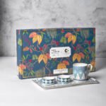India Circus Snack Set - with Tea, Coffee Mugs and Snack Platter with Dip Bowl Set for Snacks, Hot Drinks, Gifting. Set of 7 pcs, Oceanic Opulence