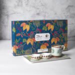 India Circus Snack Set - with Tea, Coffee Mugs and Snack Platter with Dip Bowl Set for Snacks, Hot Drinks, Gifting. Set of 7 pcs, Grandeur Greens