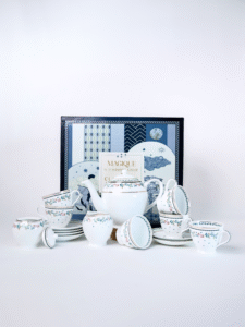 The Wishing Chair Tea Set, 15 pieces, 6 Cup 6 Saucer 1 Milk Pot 1 Sugar Pot 1 Tea Pot, Emerald Ribbon - Image 6