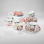 India Circus Tea Set, 15 pieces, 6 Cup 6 Saucer 1 Milk Pot 1 Sugar Pot 1 Tea Pot,  Blushed Orchard - Image 6