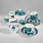 India Circus Tea Set, 15 pieces, 6 Cup 6 Saucer 1 Milk Pot 1 Sugar Pot 1 Tea Pot,  Oceanic Opulence - Image 6