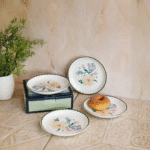 The Wishing Chair Snack Plate Set of 4, 5.75" Plates, Emerald Ribbon