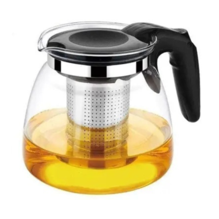 Glass Kettle with Fine Mesh Infuser/Strainer,  Perfect for Hot Beverages, 1 Litre, Single Piece Box Packing