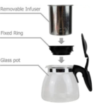 Glass Kettle with Fine Mesh Infuser/Strainer,  Perfect for Hot Beverages, 1 Litre, Single Piece Box Packing - Image 4