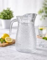 Elegant textured glass water jug with 1200 ml capacity, Glass Pitcher with Lid Water Jug, Single Piece - Image 2