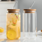Mason Jars with Bamboo Lids and Straws, 540 ML, For Iced Coffee Cup,Smoothie Cups, Ideal for Bubble Tea, Single Piece, Glass Soda Can Jar - Image 4