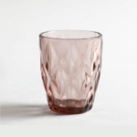 Pink Colored Crystal Diamond Cut Drinking, Premium Pink Transparent Lead Free Glass, 280 ml, Set of 6 - Image 2