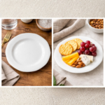 Octa Quarter Plate with wavy pattern 7" Ceramic BnB Plate, Snack Plate, Set of 6, Plain White - Image 2