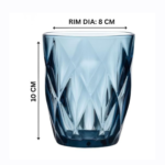 Blue Colored Crystal Diamond Cut Drinking, Premium Blue Transparent Lead Free Glass, 280 ml, Set of 6 - Image 2
