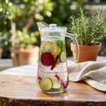 Elegant textured glass water jug with 1700 ml capacity, Glass Pitcher with Lid Water Jug, Single Piece - Image 3