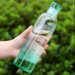Premium Borosilicate Glass Water Bottle with Time Marker,  500ml, Green
