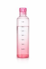 Premium Borosilicate Glass Water Bottle with Time Marker,  500ml, Pink - Image 3