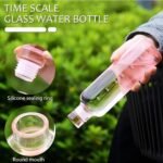 Premium Borosilicate Glass Water Bottle with Time Marker,  500ml, Pink