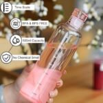 Premium Borosilicate Glass Water Bottle with Time Marker,  500ml, Pink - Image 2