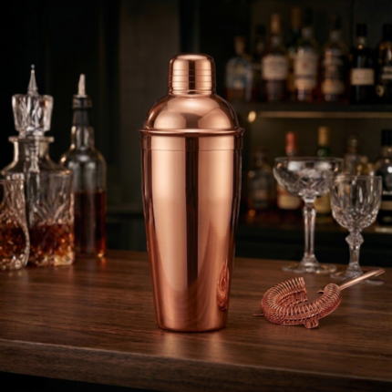 Stainless Steel, Cocktail Shaker with Built-in Strainer, Rose Gold PVD, 750 ml, Single Piece