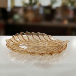Glass Leaf Elegance Platter, Single Piece, Amber Color - Image 2