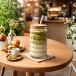 Premium Spiral Glass Jar with Bamboo Lids and Straws, 540 ML, For Iced Coffee Cup,Smoothie Cups, Ideal for Bubble Tea, Single Piece, Glass Soda Can Jar - Image 2