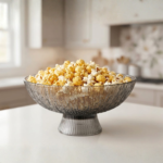 Smoky Grey Ribbed Glass Fruit Bowl, Single Piece - Image 4