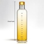 Premium Borosilicate Glass Water Bottle with Time Marker,  500ml, Yellow - Image 2