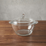 Glass Donga with Lid, 1000 ml, Single Piece, Transparent Glass