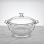 Big Size Glass Donga with Lid, 2500 ml, Single Piece, Transparent Glass
