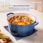 TRAMONTINA Bestow Round Dutch Oven 3.3L with Lid,  Enameled Cast Iron Casserole Pot & Biryani Pot , Blue, Single Piece - Image 2