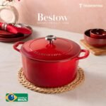 TRAMONTINA Bestow Round Dutch Oven 3.3L with Lid,  Enameled Cast Iron Casserole Pot & Biryani Pot , Green, Single Piece - Image 2