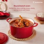 TRAMONTINA Bestow Round Dutch Oven 3.3L with Lid,  Enameled Cast Iron Casserole Pot & Biryani Pot , Green, Single Piece - Image 3