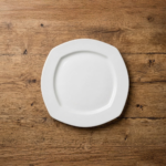 Square Shape Full Plate in 11", Ceramic, Zen Shape,  Set of 6, Plain White - Image 4