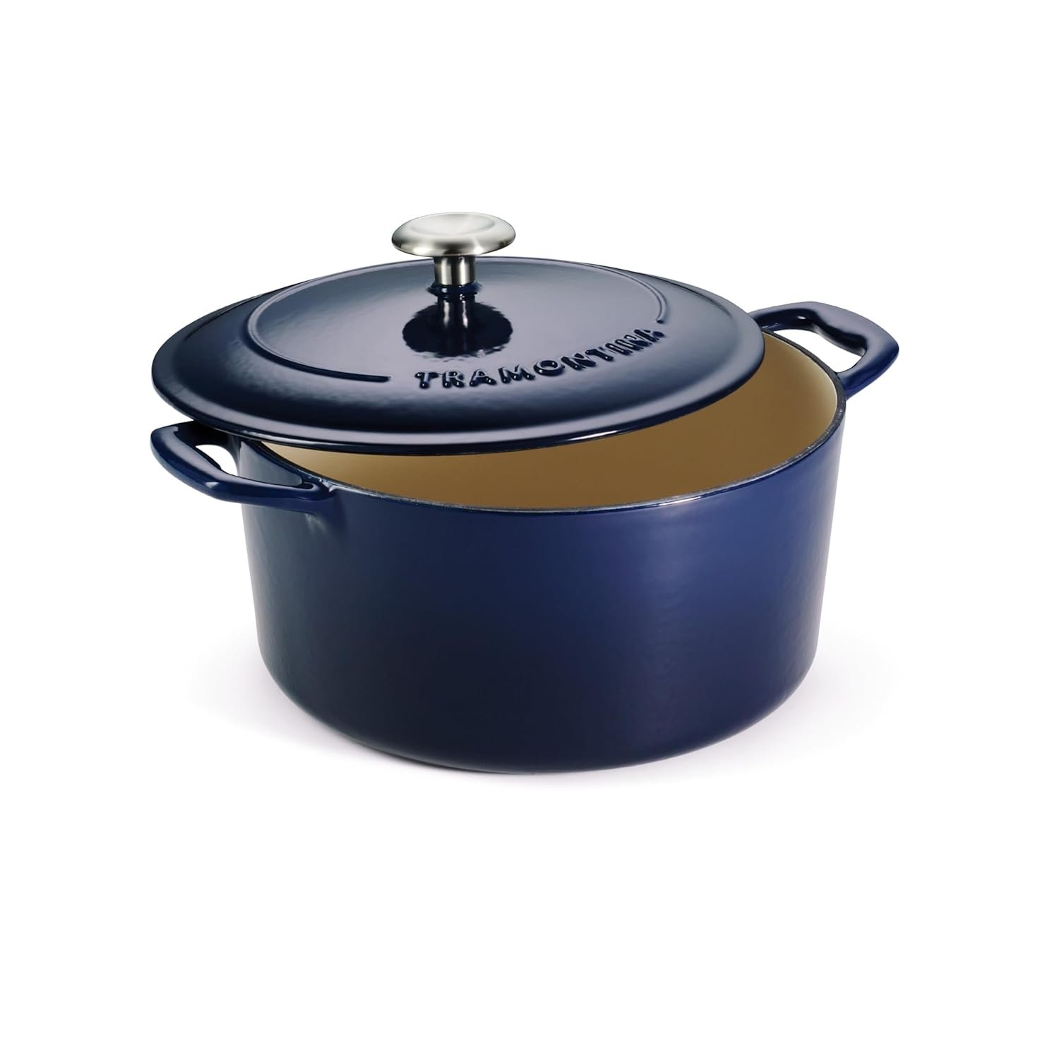 5.2 Blue Round_1 TRAMONTINA Bestow Round Dutch Oven 5.2L with Lid, Enameled Cast Iron Casserole Pot & Biryani Pot , Blue, Single Piece - Image 1