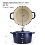 TRAMONTINA Bestow Round Dutch Oven 5.2L with Lid,  Enameled Cast Iron Casserole Pot & Biryani Pot , Blue, Single Piece - Image 2