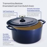 TRAMONTINA Bestow Round Dutch Oven 5.2L with Lid,  Enameled Cast Iron Casserole Pot & Biryani Pot , Blue, Single Piece - Image 3