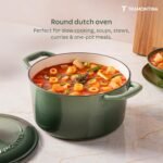 TRAMONTINA Bestow Round Dutch Oven 5.2L with Lid,  Enameled Cast Iron Casserole Pot & Biryani Pot , Green, Single Piece - Image 2
