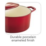 TRAMONTINA Bestow Round Dutch Oven 5.2L with Lid,  Enameled Cast Iron Casserole Pot & Biryani Pot , Red, Single Piece - Image 4