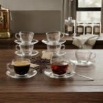 Ocean Cosmo Cup Saucer Set, 230 ml, Set of 12, 6 Cup and 6 Saucers, Transparent