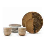 Exclusive Clay Craft Tree of Life Dinner Set - 20 Pieces, Serving of 6, Fine Bone China