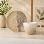 24 piece Clay Craft Digitally Printer Exclusive Ceramic cup and saucer set , Tree of Life, 200 ml (12 CUPS + 12 SAUCER)