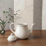 Clay Craft Fine Bone China Tea Kettle/Tea Pot with Gold Line Work, 650 ml, Single Piece,  Classic Design for Serving Coffee, Tea and Herbal Infusions - Image 3