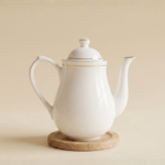 Clay Craft Fine Bone China Tea Kettle/Tea Pot with Gold Line Work, 930 ml, Single Piece,  Classic Design for Serving Coffee, Tea and Herbal Infusions - Image 2