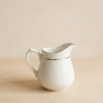 White Ceramic Creamer 150 ml with gold line, Single Piece Creamer, For Milk, Tea and Coffee - Image 2
