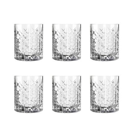 Leatherite Gift Box LUCARIS KIN Double Rock 350 ml, Premium Crystal Lead Free Glasses, Set of 6